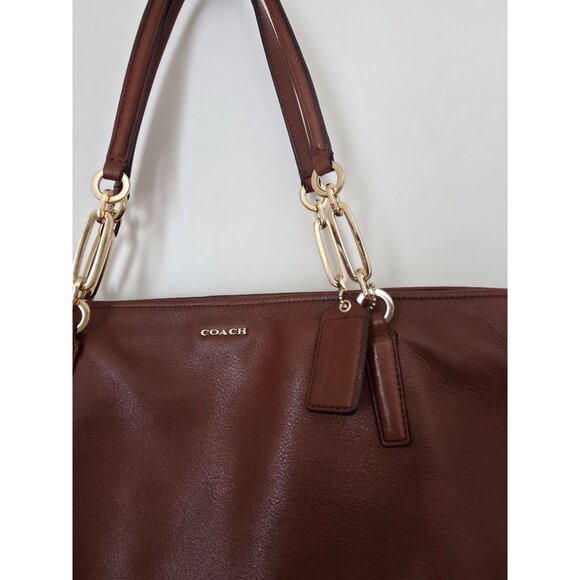 Coach MADISON East West Soft Brown Leather Tote Shoulder Bag Gold Hardware 26769 - Picture 5 of 12